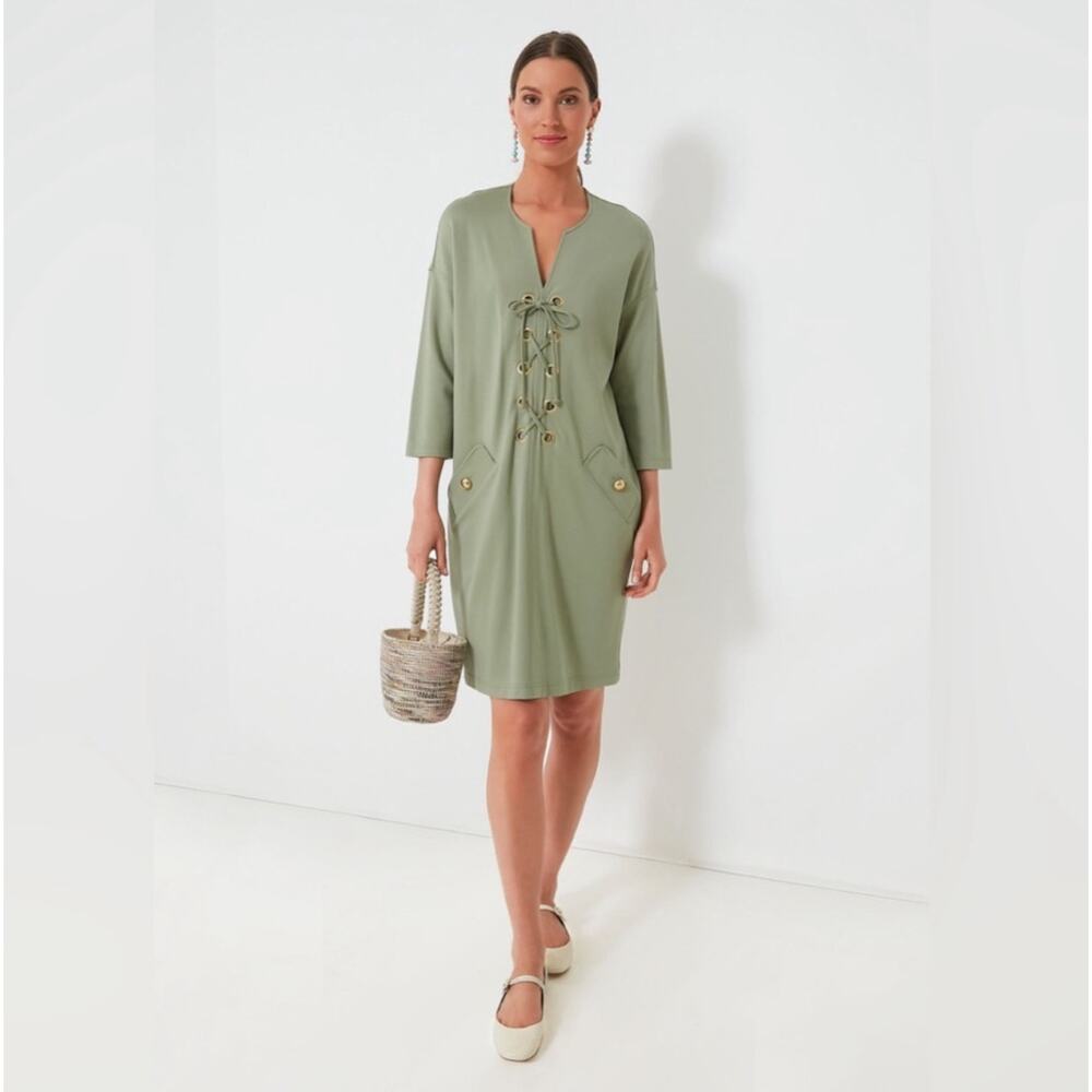 NWT Tuckernuck Ellington Dress Sage Green Gold Buttons Size XL